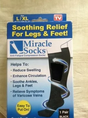 Miracle Socks Anti-Fatigue Compression Socks Black Unisex Size L/ XL • $8