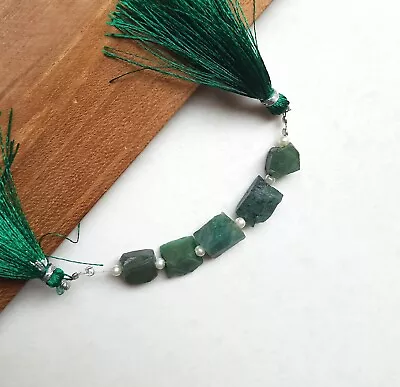 5PCs Natural Green Emerald Rough Stone 10-12mm Emerald Raw Beads Diliing Emerald • $14.99