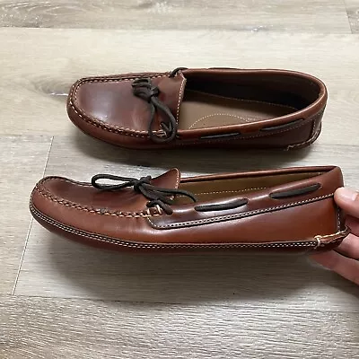 L.L. Bean Double Sole Moccasin Shoes 8 D Brown 197690 Leather Slipper Loafer • $42.49