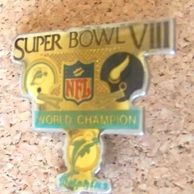 SB S.B. Super Bowl VIII 8 Champions Miami Dolphins Minnesota Vikings Medium Pin • $9