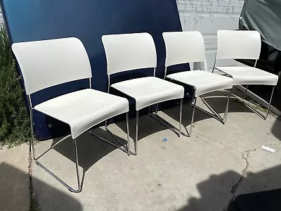 2010s Set Of Four White Chairs By Jasper Morrison  Vitra Mid Century Modern • $1000