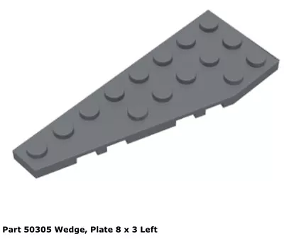 Lego 2x 50305 Dark Bluish Gray Wedge Plate 8 X 3 Left 8039 • $6.63