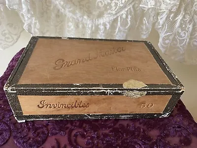 Vintage Grand Master Flor Fina Tobacco Cigar Wooden Box  • $35