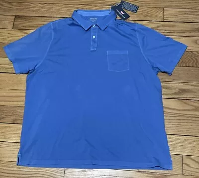 Vineyard Vines Island Polo Shirt Mens XXL Blue Stripe Short Sleeve Golf Pocket • $15.19