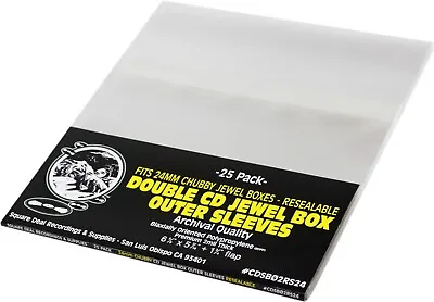 (25) CD OVERSIZE Resealable Outer Sleeves 24mm Chubby Jewel Boxes Doubles Quad • $8.99