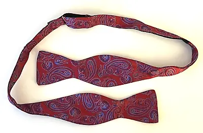 Vintage Nicole Miller New York Red Paisley Adjustable 100% Silk Men's Bow Tie • $14.99