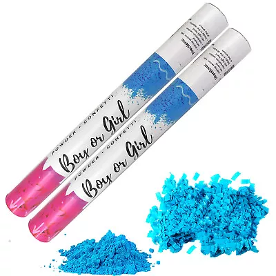 2x Holi Powder Smoke+Confetti Cannon Launcher Popper Gender Reveal Party Blue • $59.99