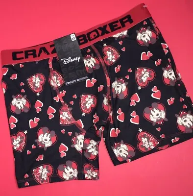 CRAZY BOXER MICKEY & MINNIE MOUSE MENS BOXER BRIEF Disney HEARTS ❤️ Sizes XL NWT • $14.96