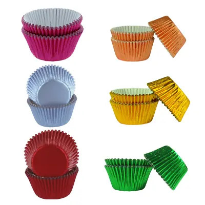 METALLIC FOIL CUPCAKE CASES Muffin Cup Cake Choose Colour & Quantity • £6.92