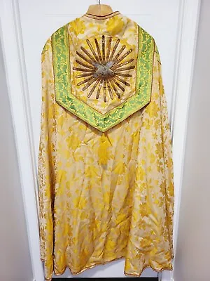 VTG Religious Church Altar Embroidery Chasuble With Dove Bird Holy Spirit Symbol • $369.47