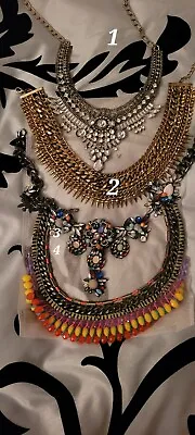 Lot Of 4 ZARA Venessa Arizaga Statement Silver/gold Tone Necklaces • $75.50