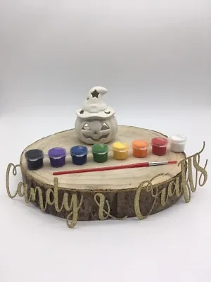 Paint Your Own Ceramic Pumpkin Wizard Hat T-Lightup Pot Art Craft Halloween • £6.50