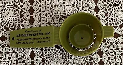 Mendelson Egg Company West Unity Ohio Egg Separator Green Vintage Plastic 6 Inch • $11.99