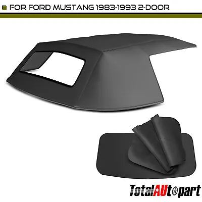 Convertible Soft Top W/ Clear Plastic Window For Ford Mustang 1983-1993 Black • $200.99