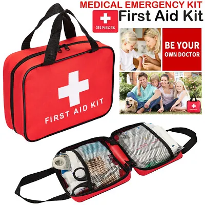 391 Piece Premium First Aid Kit Medical Emergency Bag For Home Office Workplace • £18.98