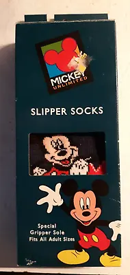 Disney Mickey Mouse Adult Slipper Socks Unused In Box • $12.95