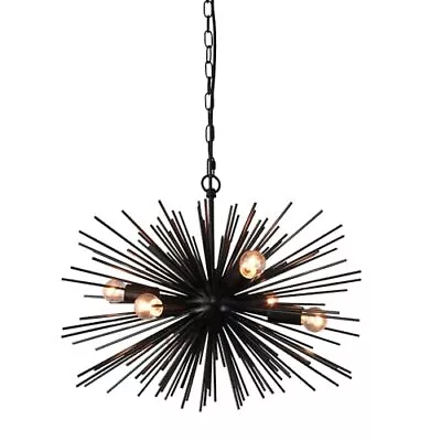 Modern Black Sputnik Chandelier Vintage 6-Lights Geometric Black Chandelier L... • $120.28