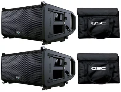 2x QSC LA108 8  2-Way Powered Line Array 1300W DJ Loud Speaker + 2x LA108-Tote • $4799.98