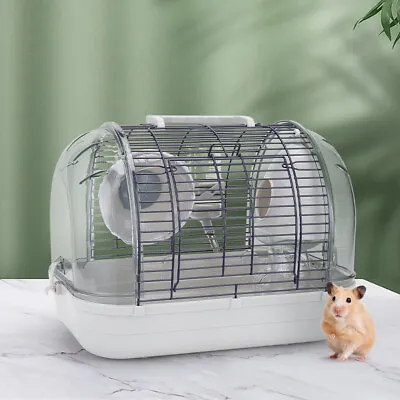 Portable Hamster Gerbil Mouse Cage With Accessories Transparent Small Pet Home • £16.94