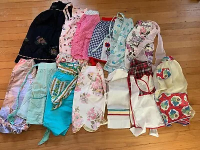 Lot Of 13 Vintage Half Aprons Cotton Organza Gingham Nylon Excellent Condition • $39