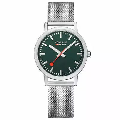 Mondaine A660.30314.60SBJ Classic Green Dial 36 Mm Steel Swiss Quartz WristWatch • $259.25