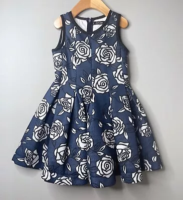 MONNALISA JAKIOO Girls 4-5 Yrs Sleeveless Blue Floral Roses Scuba Dress • $50