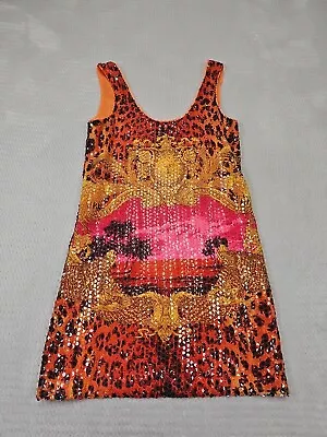 Versace For H&M Dress Womens 2 Iconic Sequin Leopard Tropic Print Mini Dress • $99.99