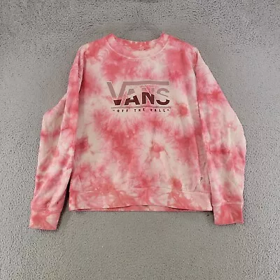 Vans Sweater Womens S Small Pink Acid Wash Oversized Pullover Sweatshirt Casual • £11.56