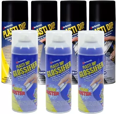 Matte BLACK*4 + GLOSSIFIER (UV Protect)*3 - Performix PLASTI DIP Spray Cans 311g • $143