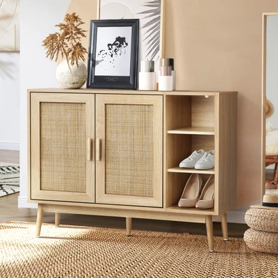 $149.51 • Buy Oikiture Shoe Rack Shoes Storage Cabinet Sideboard Organiser Rattan Cupboard