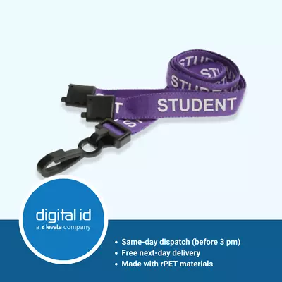 100 X Purple Student Printed Lanyards With Plastic J Clips And Safety Breakaways • £46