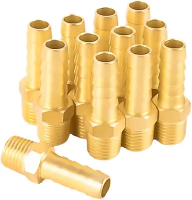 12-Pack Air Hose Fittings 1/4  NPT To 3/8  Barb Hose Barb Adapter Brass Pipe • $20.10
