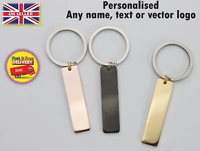 Personalised Metal Rectangle Keyring Any Name Text Stainless Steel Nice Cute  • £4.49