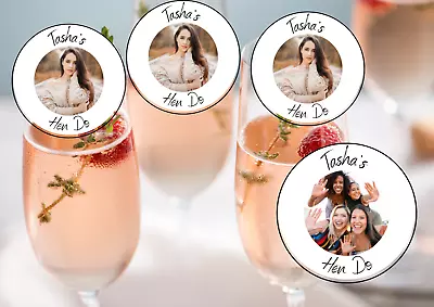 20 X  Edible Photo Champagne Prosecco Flute Drinks Toppers  Uncut HEN/BIRTHDAY • £4.20