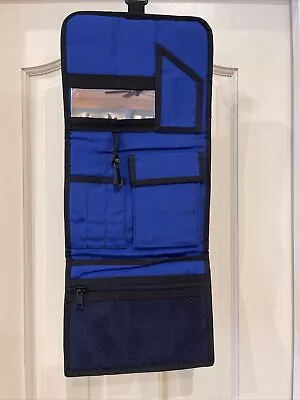 LL Bean Black Blue Nylon Hanging Tri-Folding Shower Caddy Travel Bag Organizer • $15.99