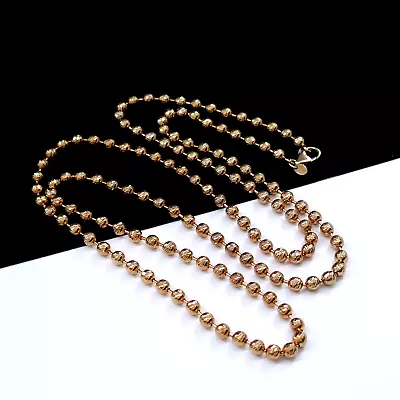 Milor Bronze Italy Rose Gold-plated Diamond Cut Ball Bead Necklace • $19.99