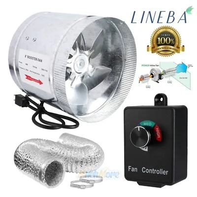 4  6  8  Booster Fan Inline Blower Fan & Dusting Hose & Fan Speed Controller NEW • $46.99