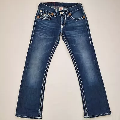 True Religion Jeans Men 29x30 Blue BILLY SUPER T Bootcut Thick Stitch Denim • $72.33