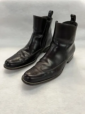 DSquared2 Authentic Men’s Dark Brown Leather Side Zip Dress Boots 43.5/10.5 • $85