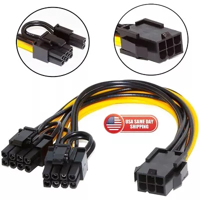 PCI Express 6 Pin Female To Dual PCI-E 8( 6+2) Pin Male GPU Power Cable Adaptor • $9.99