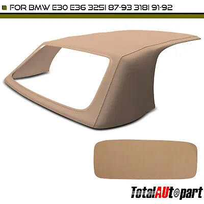 Tan Convertible Soft Top W/ Clear Plastic Window For BMW E30 E36 318i 91-92 325i • $209.39