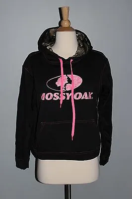 NEW Women's MOSSY OAK Black Pink Camo Cropped Hoodie S M L XL Hooded Sweatshirt • $19.99