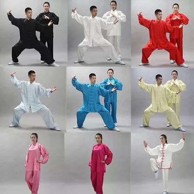 Chinese Women Men Kung Fu Uniform Martial Arts Wushu Taiji Suit Milk Silk • $24.28