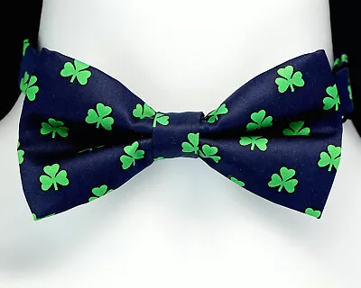 Irish Shamrock Men's Bow Tie Adjustable St Patrick's Day Irish Navy Blue Bowtie  • $17.90