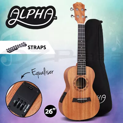 Alpha 26  Electric Tenor Ukulele Mahogany Ukuleles Uke Hawaii Guitar EQ Tuner • $69.95