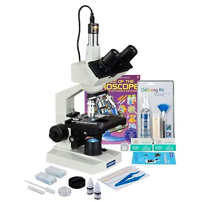 OMAX 2500X Digital Microscope 5MP Camera+Slide Preparation Kit+Book+Blank Slides • $445.99