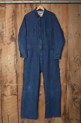 FIELD N' FOREST Blue Denim Mechanic Coveralls Sz. L Short 44-46 (Has Stains) • $30.95