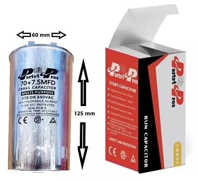 70+7.5 UF MFD 370-440V 440 VAC High Quality Motor Dual Run Capacitor CBB65-R  • $16.40