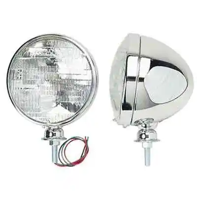 Universal 7  12V Dietz Style Headlight Head Lamp With Chrome Housing & Bulb Pair • $115.61