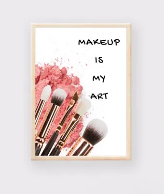 Makeup Brushes Picture Print Beauty MUA Poster Nail Salon Dressing Room A4 Art • £4.49